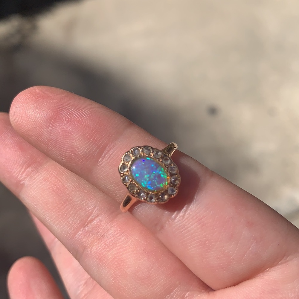 Opal with Diamond Halo